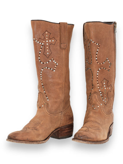 Studded Cowboy Boots Size 5 - EU 39 - Default Title (AX000461)